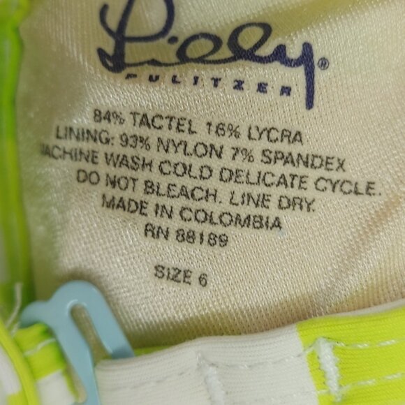 Lilly Pulitzer Floral and check Size 6 Green Blue Bikini - Picture 2 of 4